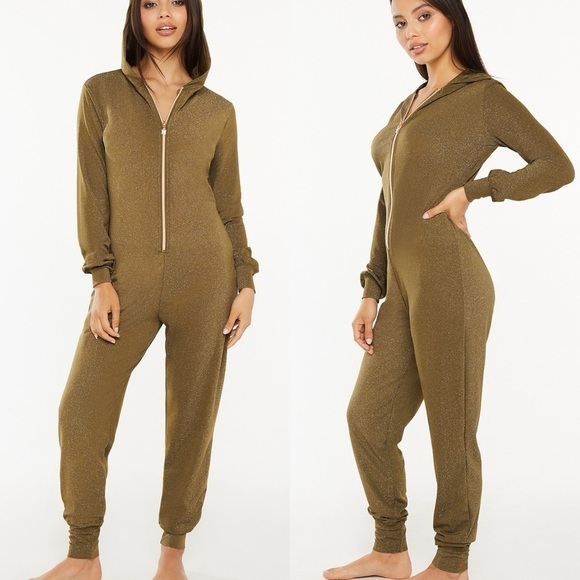 Savage X FENTY Sleep & Shine Hooded Onesie in Military Olive Green Size Small - Picture 11 of 11
